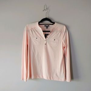 Chaps long sleeve shirt three quarter button up with pockets